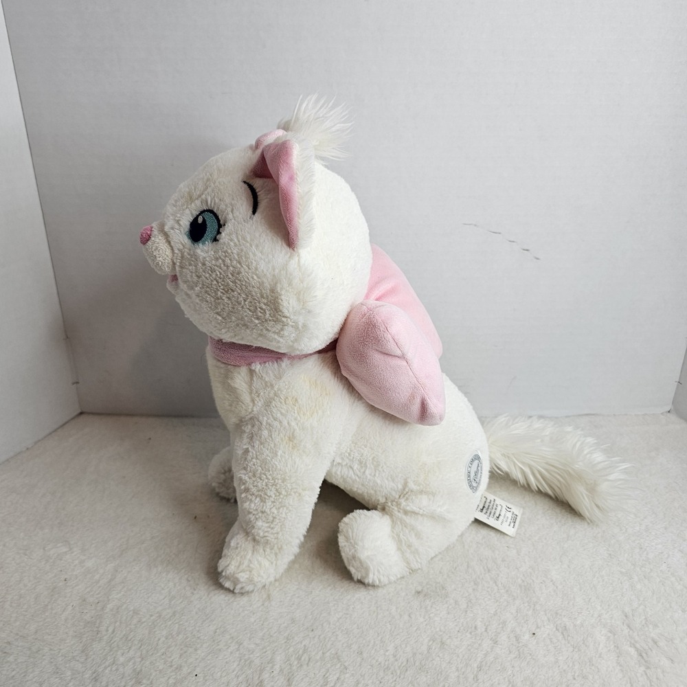 Disney Store The Aristocats Marie Plush White Cat with Pink Bow Original 13" Toy - Picture 2 of 7